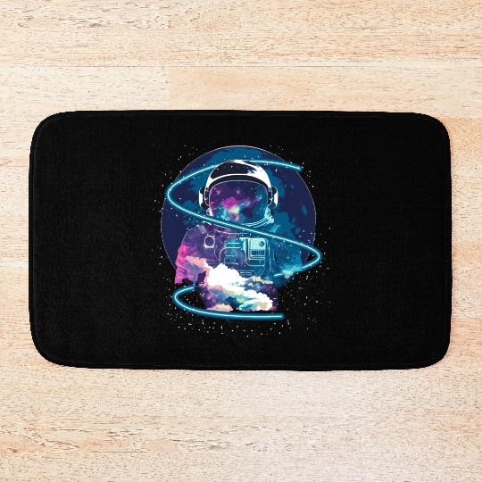 Galaxy Astronaut Full Moon Astronomy Space Science Bath Mats