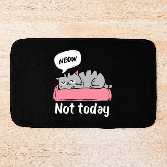 Funny Lazy Bored Cat | For Cat Mom Cat lovers Bath Mats