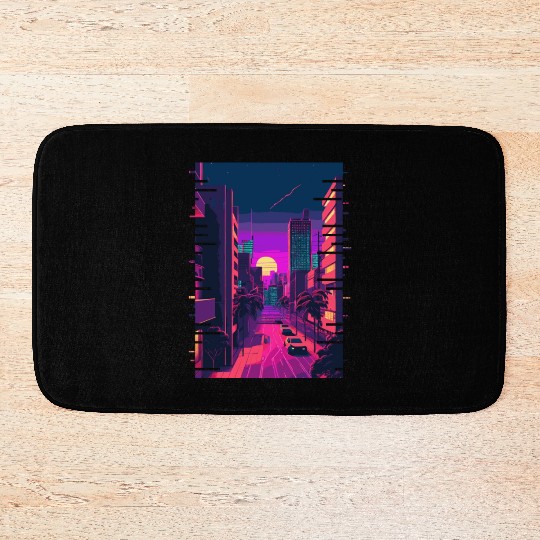 Japanese City Indie Aesthetic Glitch Art 80s 90s V Bath Mats