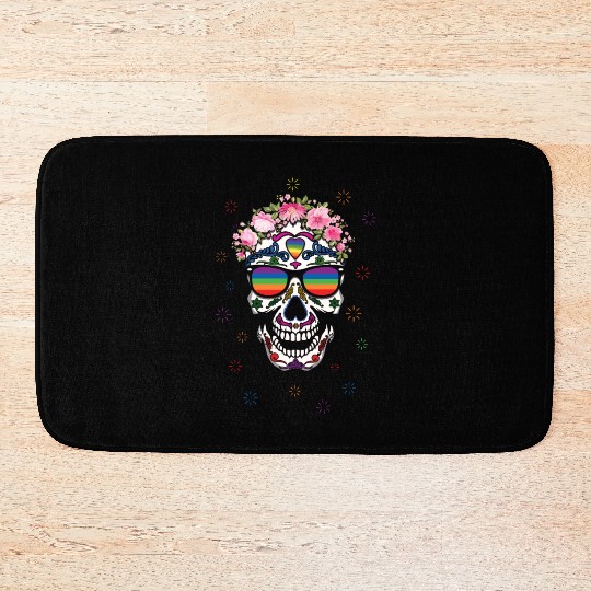 Rainbow Dia De Los Muertos LGBTQ LGBT Pride Month Bath Mats