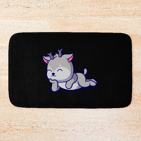 Cute deer cartoon icon illustration gift Bath Mats