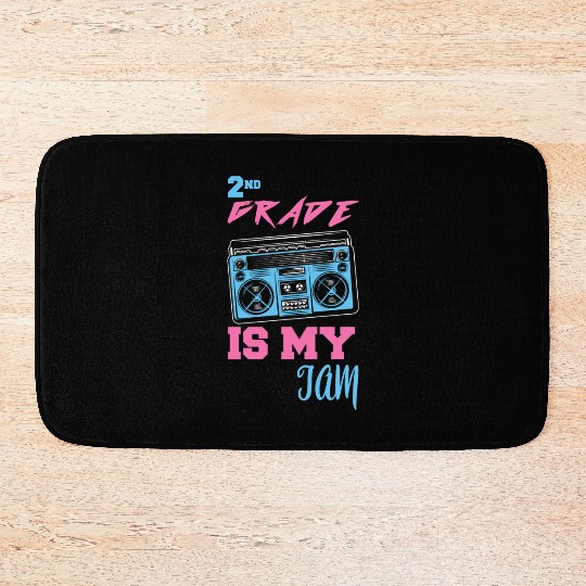 2nd Grade Is My Jam Vintage 80s Boombox Teacher Bath Mats