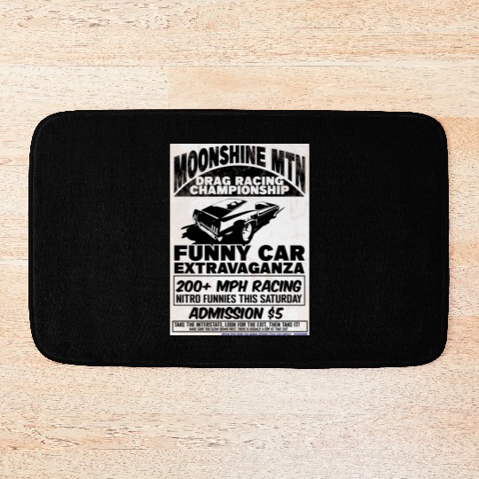 Vintage Hot Rod Classic Drag Racing Poster Bath Mats