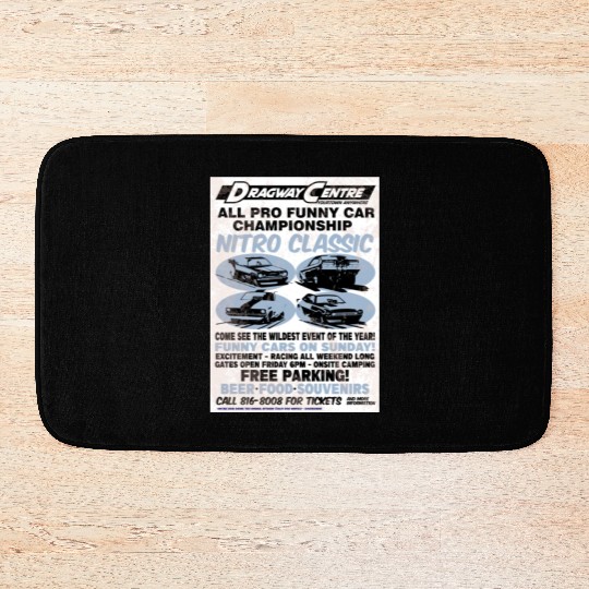 Vintage Hot Rod Classic Drag Racing Poster Bath Mats