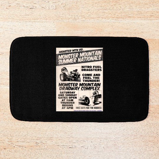 Vintage Hot Rod Classic Drag Racing Poster Bath Mats