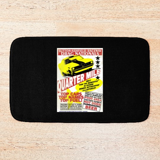 Vintage Hot Rod Classic Drag Racing Poster Bath Mats