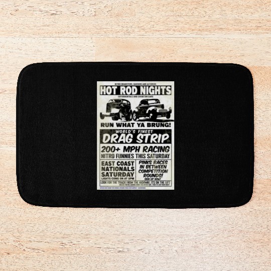Vintage Hot Rod Classic Drag Racing Poster #9 Bath Mats