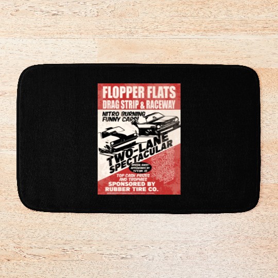 Vintage Hot Rod Classic Drag Racing Poster Bath Mats