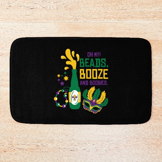 Mardi Gras Carnival Mask Beer Beads Boobies Bath Mats