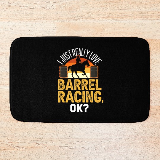 Funny Barrel Racing Bath Mats Rodeo Horse Barrel Race