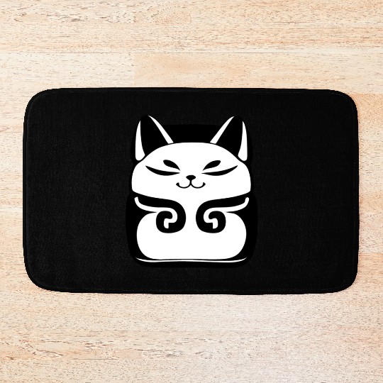 Maneki Neko Japanese Symbol of Good Luck Bath Mats