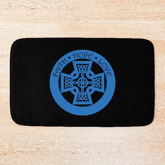 Timeless Celtic Cross With Faith Hope Love Bath Mats