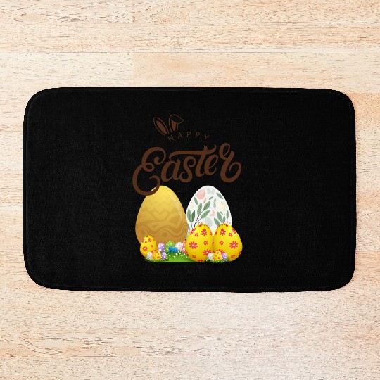 Happy easter sayings egg bunny Bath Mats