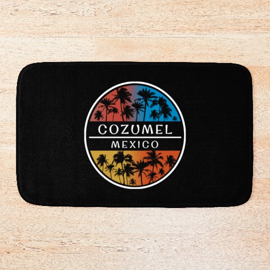 Cozumel Mexico Stylish Vacation Souvenir Palm Tree Bath Mats