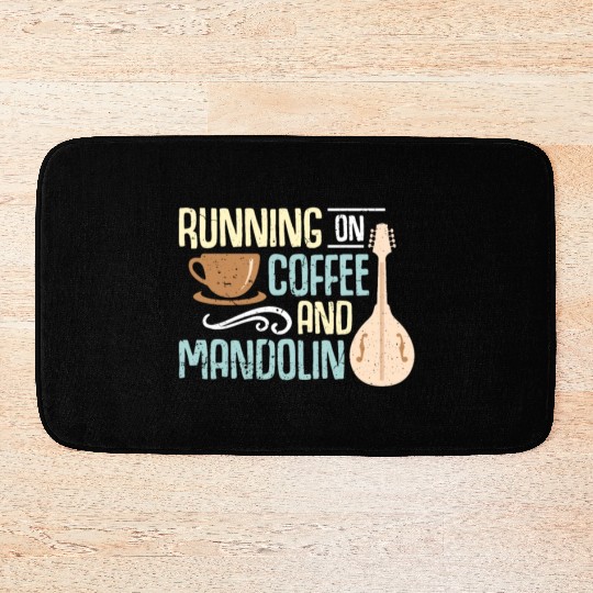 Mandolin Running On Coffee And Bluegrass Music Bath Mats