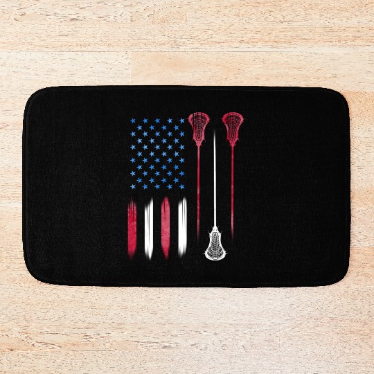 Us Flag Colors Lax Usa Lacrosse Bath Mats