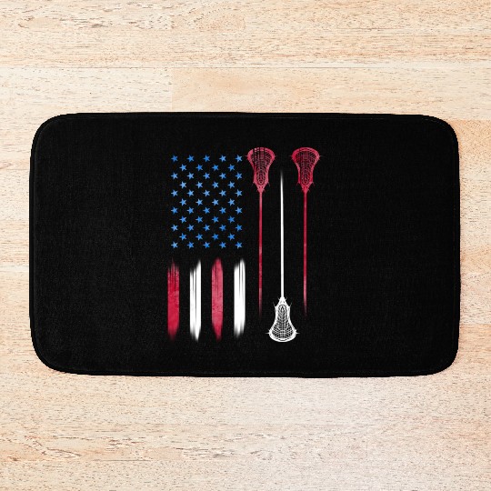 Us Flag Colors Lax Usa Lacrosse Bath Mats