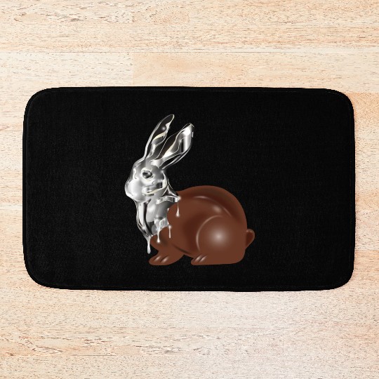 Chocolate Easter bunny in a high-gloss chrome look Bath Mats