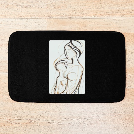 Black, Gold & White Abstract Mother & Daughter Bath Mats