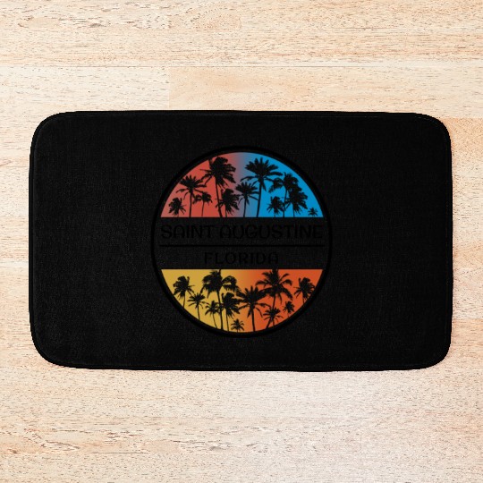 Saint Augustine Florida Palm Tree Stylish Bath Mats