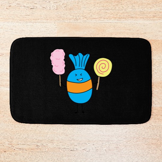 Cute Candy Holding Lollipop And Cutton Candy Bath Mats