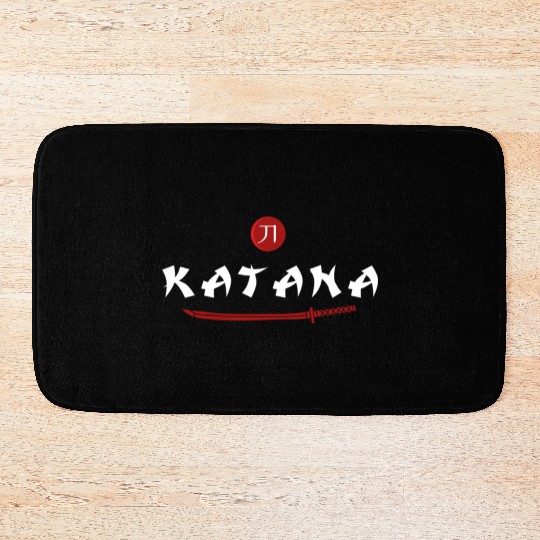 Katana samurai japanese sword kanji Bath Mats