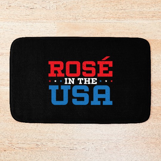 America Rose In The USA Flag 4th Of July American Bath Mats