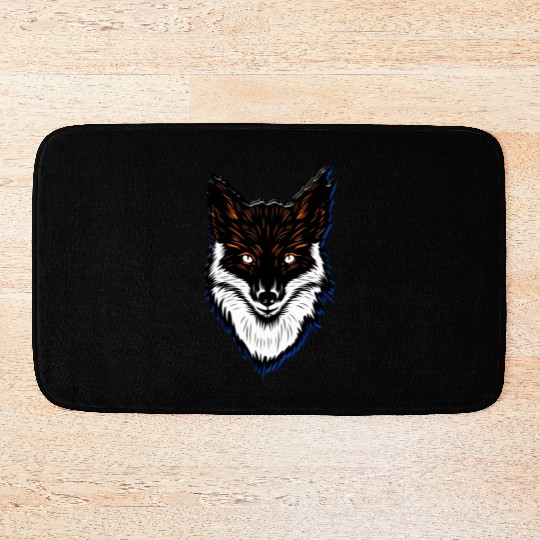 Vector illustration of fox head Bath Mats classique