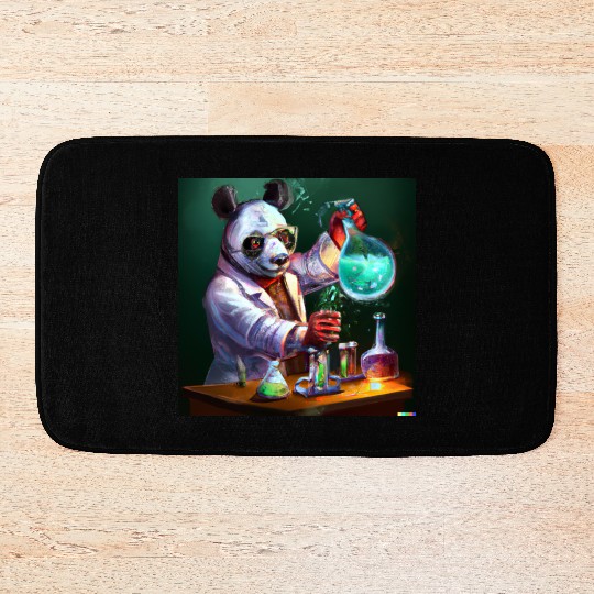 Genius Panda: Whimsical Scientist Design Bath Mats