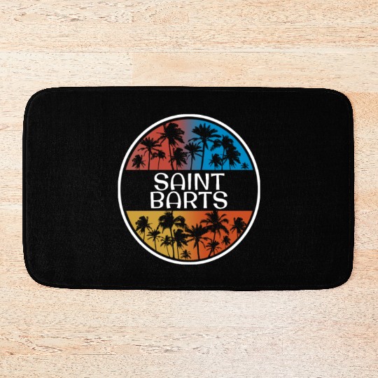 Saint Barts Stylish Vacation Souvenir Palm Tree Bath Mats