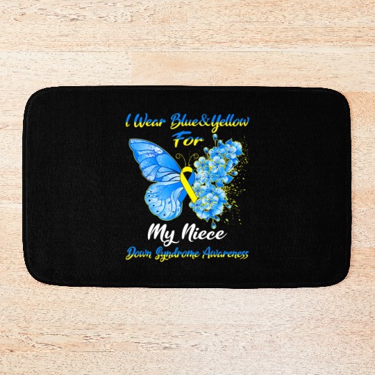 Kids I Wear Blue Yellow For My Niece Down Syndrom Bath Mats