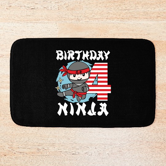 4th Birthday "Birthday Ninja" Boys Gift Idea Bath Mats