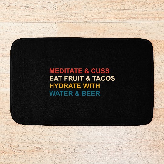 Meditate&Cuss Eat Fruit&Wings Bath Mats