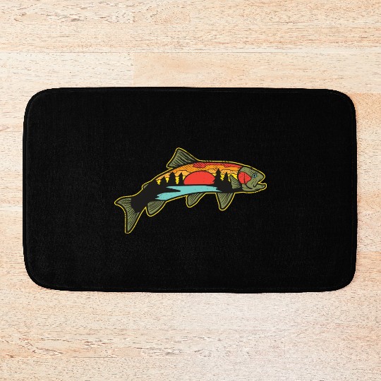 Trout Fishing Angler Nature Trout Bass Bath Mats