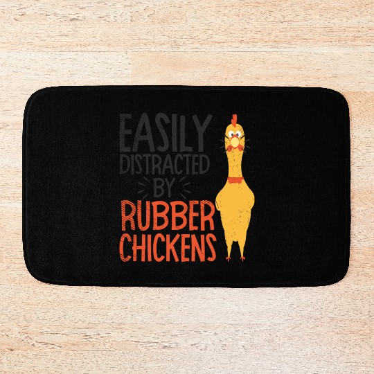 Rubber Chicken Enthusiast Loud Scream Yellow Bath Mats