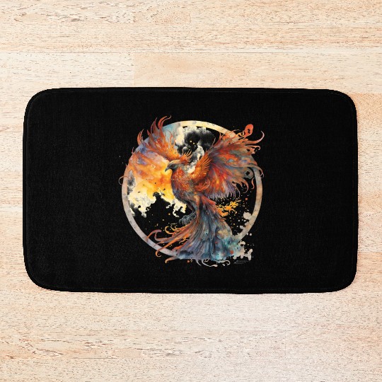 Fire Phoenix Watercolor Clipart Bath Mats