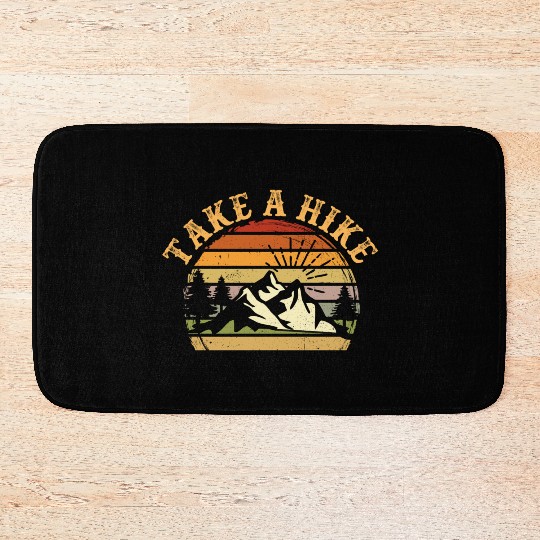 Take A Hike Retro Hiker Outdoors Camping Nature Bath Mats