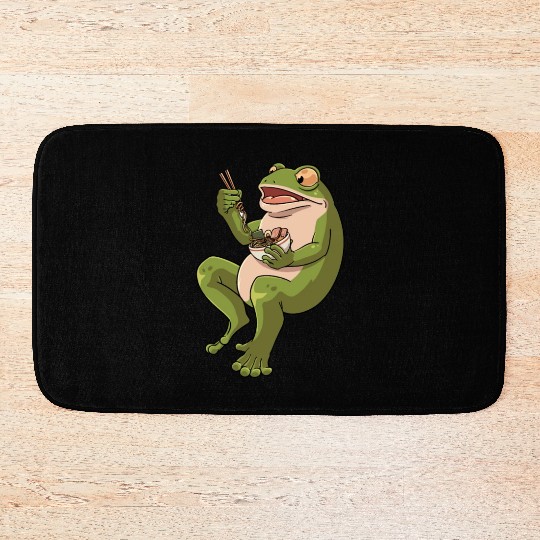 Toad Frog eating Ramen Soup Design for a Frog Bath Mats
