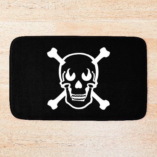 Skull and crossbones design white Bath Mats