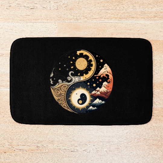 Sun and moon yin yang Bath Mats
