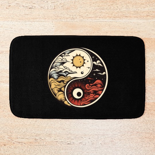 Sun and moon yin yang Bath Mats