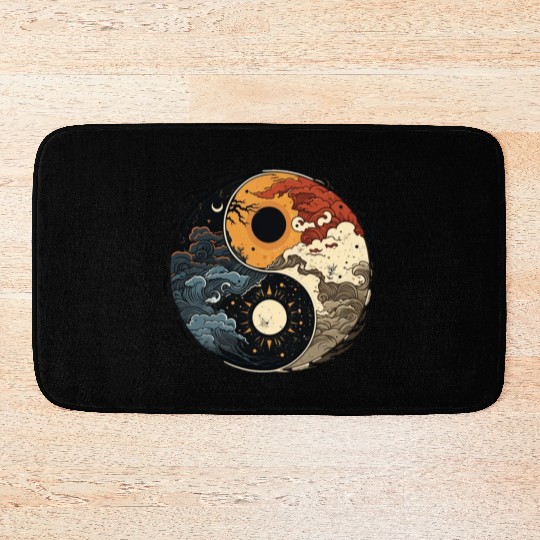 Sun and moon yin yang Bath Mats
