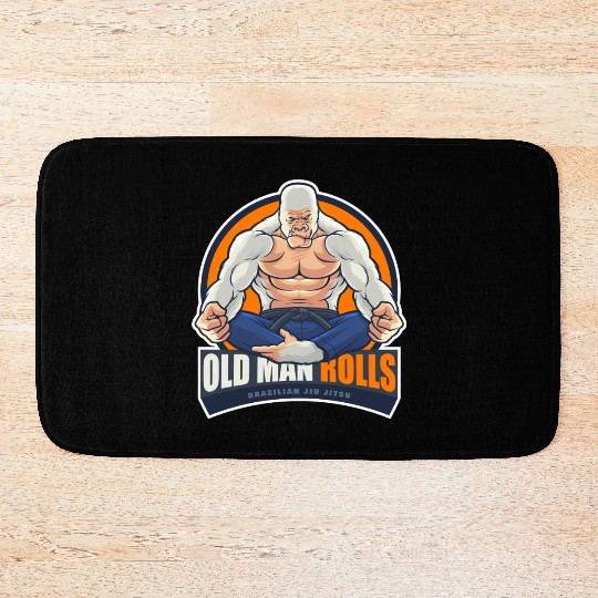 Old Man Rolls Gorilla Jiu Jitsu Fighter Bath Mats