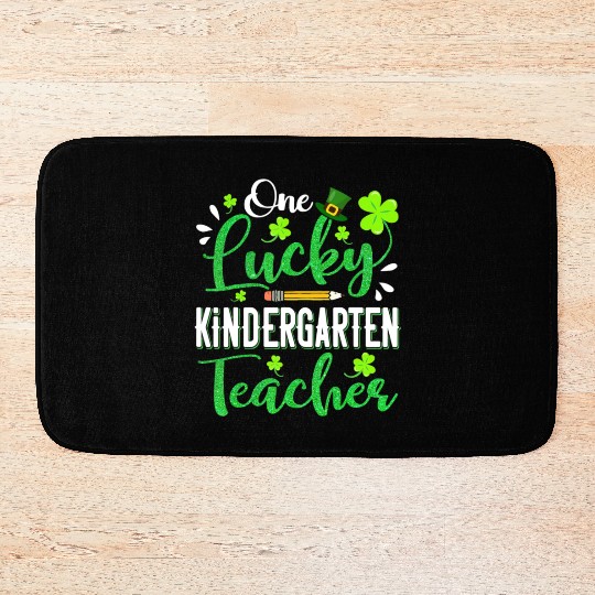 One Lucky Kindergarten Teacher Pencil Shamrock Pa Bath Mats