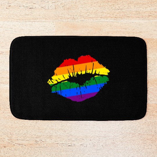 Artistic Gay Pride Rainbow Flag LGBTQ Lips Bath Mats