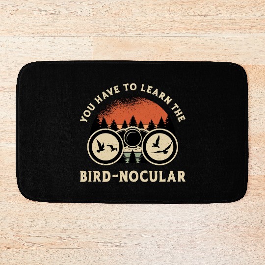 Bird Watching The Bird Nocular Retro Bird Watcher Bath Mats