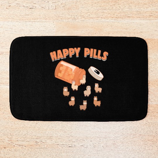 Happy Pills Alpaca Funny Farm Animal Lovers Humor Bath Mats