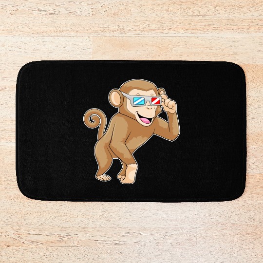 Monkey With Glasses Funny Animal Bath Mats