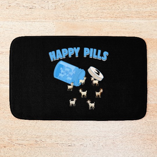 Happy Pills Farm Animal Funny Goat Lovers Humor Bath Mats