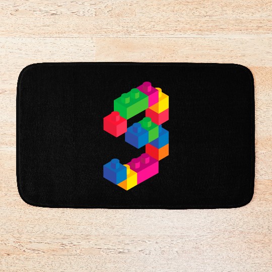 Cute Block Building 3rd Birthday Gift 3 Year Old Bath Mats